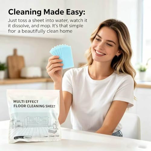 100 Piece Floor Cleaning Tablets Multi-Surface Cleaner, Floor Cleaning Tablets Sheets, Laminate & Vinyl Floors, Dissolvable Mop Cleaning Solution for Home & Kitchen Use (Purple) - color: Purple