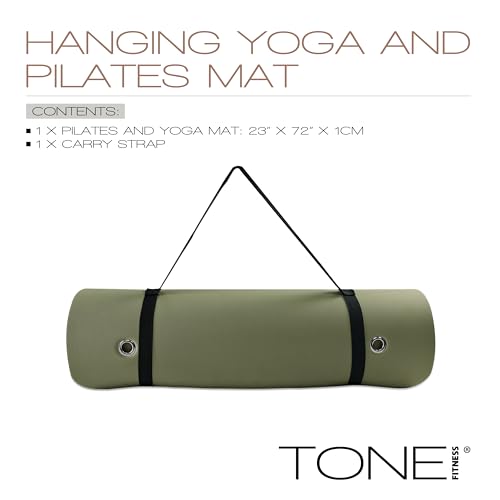 TONE Fitness Hanging Yoga Mat, Pilates Mat, Exercise Mat for Home Workouts with Carry Strap | V Pattern | Multiple Colors - color: Green