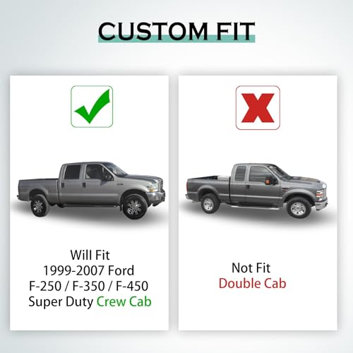KARPAL Floor Mats for 1999-2007 Ford F250/ F350/ F450 Super Duty Crew Cab Carpet Floor, Custom Fit TPE All Weather Ford F250 Accessories 1st & 2nd Floor Liner - style: 1999-2007 | For Ford Super Duty F-250 | 1st & 2nd Row
