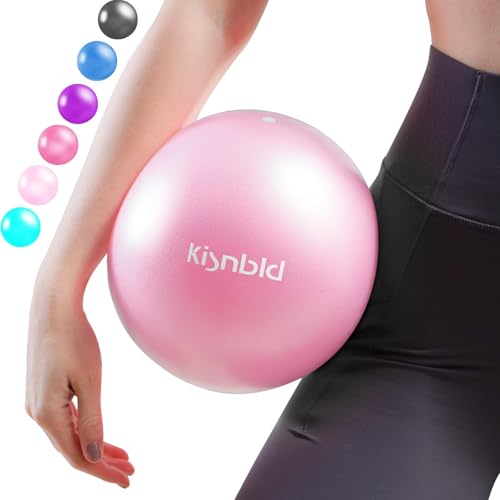 kisnbld Small Exercise Ball, 9 Inch Mini Pilates Ball, Anti Burst and Slip Resistant Mini Yoga Ball for Stability, Fitness, Physical Therapy, Stretching & Core Strength Workout at Home Gym & Office - color: 1Misty Rose