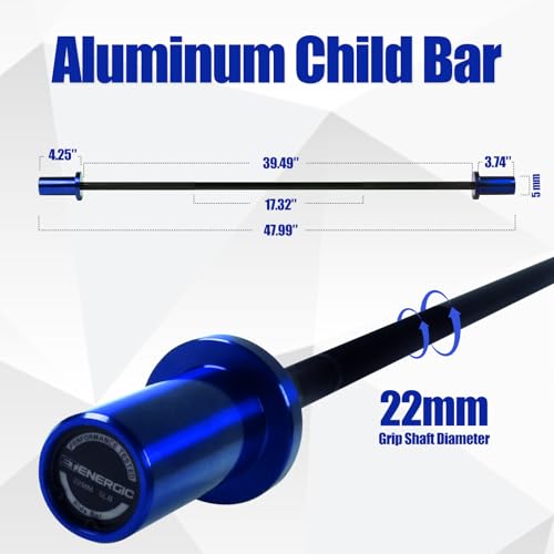 Kids Barbell 5LB Mini Barbell Bar 4ft for Beginner Women & Kids Weighted Bar, Compatible with 2-Inch Weight Plates, for Strength Training Gym Weight Lifting - color: Black&Blue
