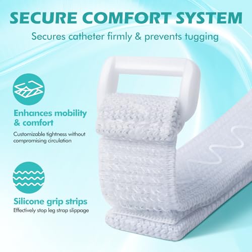 Anti-Slip Catheter Leg Bag Strap, 25 in / 64 cm | Silicone Grip, Adjustable Hook-and-Loop | Thigh Placement, Extended Fit for Foley Drainage Bags | Reusable, Washable 4PCS - size: Long