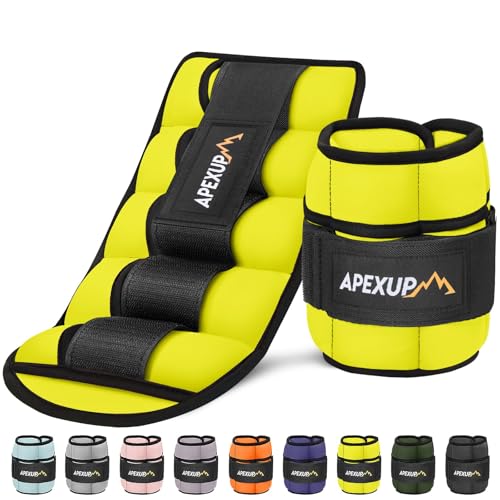 APEXUP Adjustable Ankle Weights for Women and Men, Modularized Leg Weight Straps for Yoga, Walking, Running, Aerobics, Gym, Physical Therapy - color: Yellow, size: 5 lbs x2