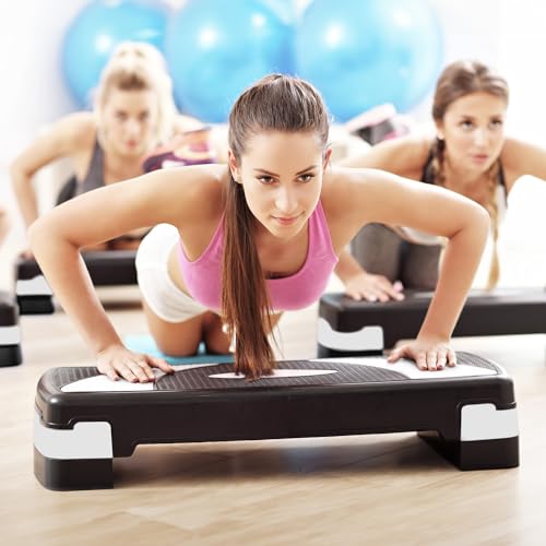 BalanceFrom Aerobic Step Platform Trainer with Adjustable 3-Level Risers, 400 Pound Weight Capacity – Non-Slip Exercise Stepper for Cardio, Strength, and Fitness Workouts, 31", Multiple Colors - color: White