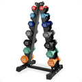 HolaHatha 1, 2 and 3 lb Neoprene Dumbbell Strength Training Weight Set with Rack - color: Blue/Red, size: 146 LB
