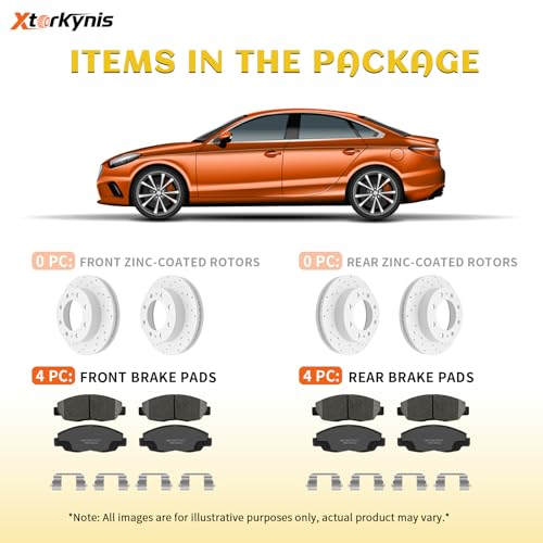 Front and Rear Ceramic Brake Pads for 2013-2018 Ford C-Max Escape Focus, 2018-2022 Ecosport, 2007-2013 Mazda 3/5, Vol-vo C30