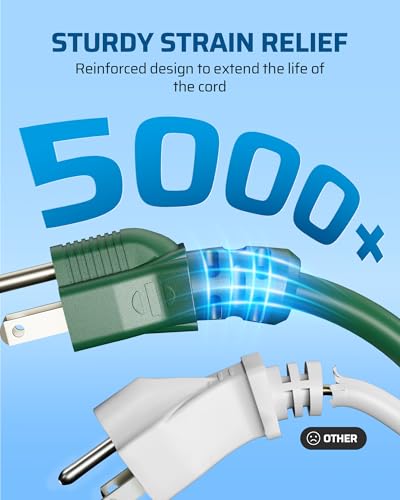 DEWENWILS 15 FT Outdoor Extension Cord, Weatherproof 16/3 SJTW Power Cable for Outdoor String Lights and Landscaping String Lights, ETL Listed, Pack of 2, Green - color: Green, size: 15 Feet, style: 2 Pack