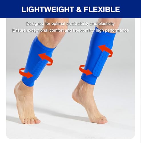 2 Pack Soccer Shin Guards Soccer Adult, Soccer Shin Guards for Kids Soccer Shin Pad with Honeycomb Pads, Shin Defender Shin Guard Sleeves, Ski Shin Guards Ski Shin Pads - color: Red, size: Medium