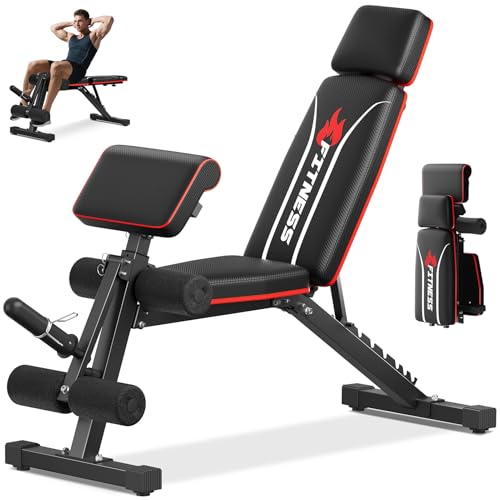 Workout Bench, Adjustable Weight Bench with Leg Extension and Extended Headrest, 900LBS, Incline Decline Flat Workout Bench for Home Gym Full Body Exercise