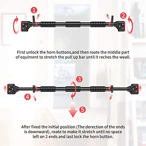 Doorway Chin Up Bar Pull Up Bar Exercise 28"-36" Doors Press Fit No Screws Required