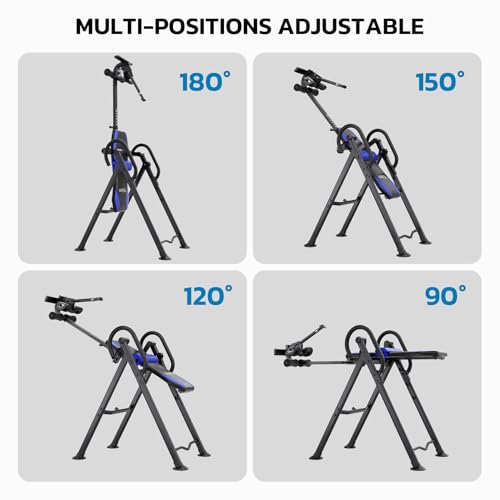YOLEO Gravity Inversion Table for Back Pain Relief 2026 New Inversion Table w/Lumbar Support Easy to Assemble Back Stretcher Machine 300 lbs - color: Grayish Blue