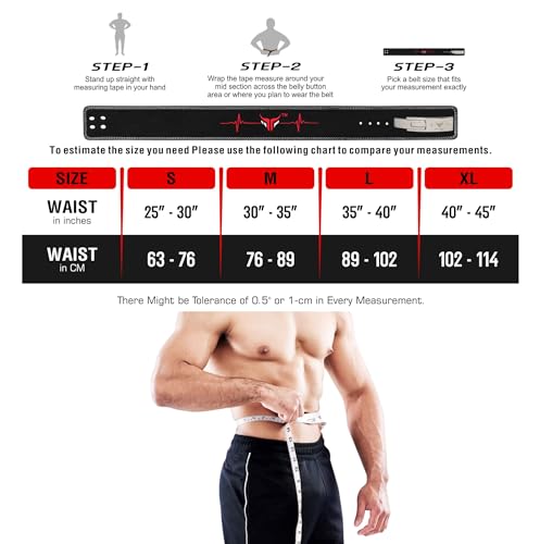 Mytra Fusion Gym Belt with Lever Buckle Weight Lifting Belt for Men and Women 4" wide Genuine Leather Powerlifting Belt for Gym, Training, Weightlifting, Bodybuilding Fitness and Workout - size: M