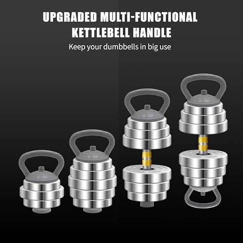 PHOEROS Adjustable Dumbbell Set - 44/66/88 LBS weights set, Dumbbell Barbell 3 in 1, Steel Dumbbells Pair with Connecting Rod for Adults Women Men Fitness Workout, Home Gym Exercise Training Equipment - color: kettlebell Handle