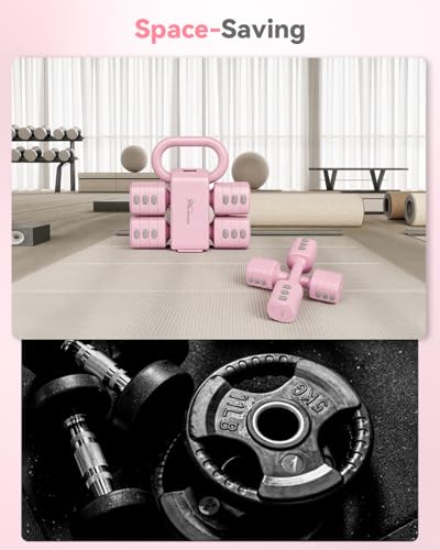 2-in-1 Adjustable Dumbbell & Kettlebell Set for Women (1.1-12.1 lbs), Quick-Change Free Weights for Home Gym, Pilates & Full Body Workout - color: Purple, style: Set