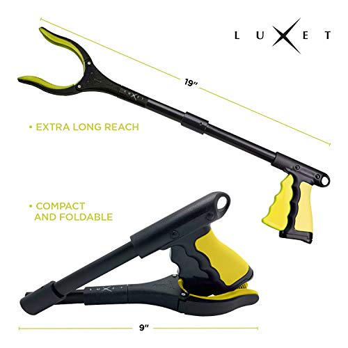 Grabber Reacher Tool 19 Inch Long, Foldable Pick Up Stick - Strong Grip Magnetic Tip - Heavy Duty Trash Picker Claw Reacher Grabber Tool Elderly Wheelchair Mobility Aid (Yellow) - color: Yellow