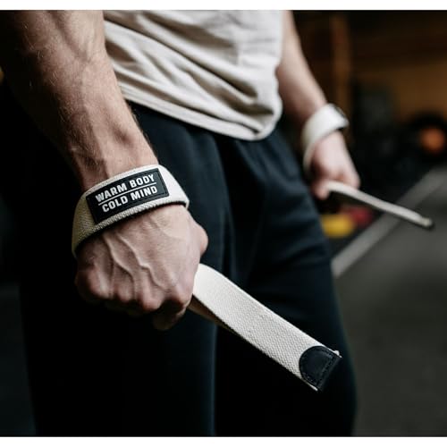 WARM BODY COLD MIND V2 Lifting Wrist Straps for Weightlifting - Hand Straps for Powerlifting, Weight Lifting, Bodybuilding Functional/Cross Training, Deadlift Gym Bar, Cotton - color: PRO White