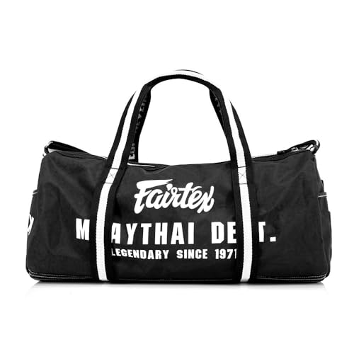 Fairtex BAG9 Retro Style Barrel Bag Thai Boxing Heavy Gym Bag Myay Thai MMA (Black) - color: Black