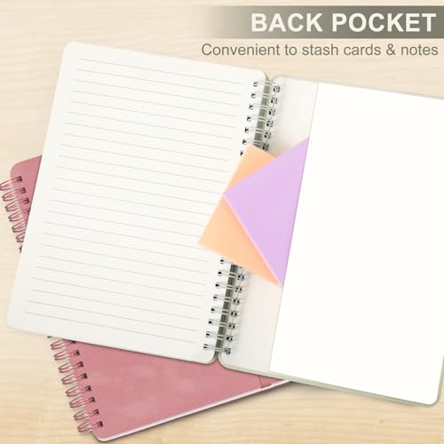 ABERLLS Lined Spiral Journal Notebook with 160 Pages, 8×5.7in, A5 Spiral Notebook, Journaling Notebooks for Work, School, Women, Men, College Ruled Spiral Notebook, Hardcover Leather Journals, Beige - color: Light Yellow, size: A5