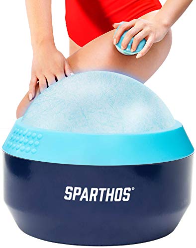 Sparthos Cold Massage Roller Ball - Fitness Cryosphere Massager - Cryo Cryocup Ice Massage Cups - for Muscle, Face, Body Muscles - Manual Polar Icing Cooling Balls - Recoup Message (Blue, 60mm) - color: Denim Blue, style: 60mm (Pack of 1)