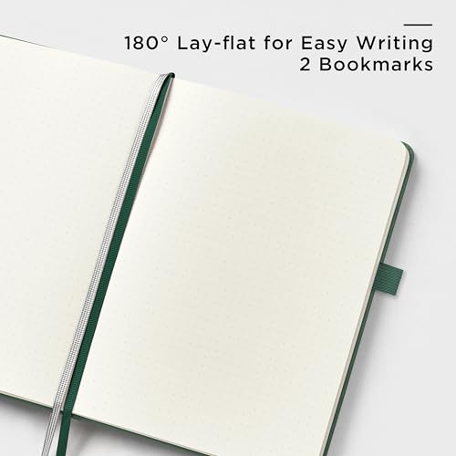 &And Per Se Dotted Journal Notebook (5 Packs), A5 Hardcover Leather Dotted Journal, 160 Pages 100 gsm Thick Paper, 3 Sheets of Stickers Included- 5.7'' x 8'' (Green - color: Green, style: 5 Pack-Dotted