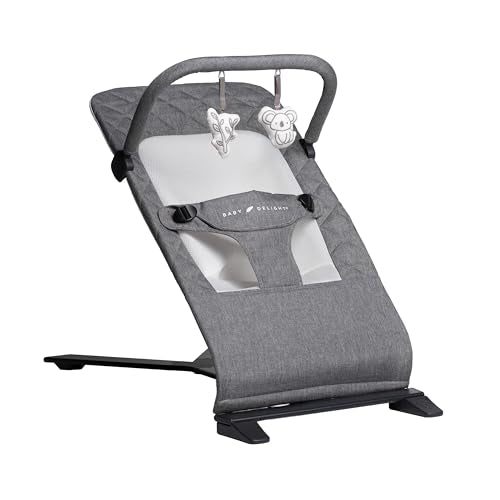 Baby Delight Alpine Deluxe Portable Bouncer | Infant | 0 – 6 months | Charcoal Tweed - color: Charcoal Tweed