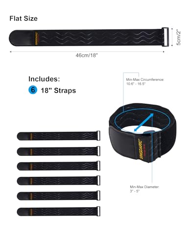Elastic Cinch Strap, 6 Pack, 18"x2" | Anti-Slip Strips, Super-Stretch Storage Straps, Extension Cord Management, Cable Storage,Hoses,Fixed Bike - size: 2"x18"- 6Pack
