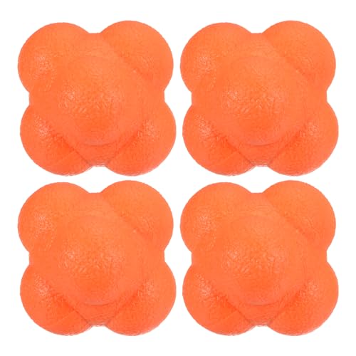 M METERXITY 4 Pack Reaction Ball - TPR High Difficulty Flexibility Training Ball Apply to Sports Exercise Daily Use (47 x 47 x 55mm, Orange)