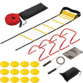 Agility Ladder Training Set - Yellow Speed & Footwork Training Equipment for Sports, Fitness, and Soccer - Includes Parachute, Hurdles, Cones, Jump Rope, and Carry Bag