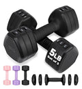 Adjustable Dumbbell Set of 2, 10LB 20LB 30LB Weight Set | Hand Weights for Women Men, Dumbbells for Home Gym Outdoor Exercise & Muscle Toning Weight Loss Rehab Strength Training - color: Black, style: 10 lb, Pair-Rubber Handle