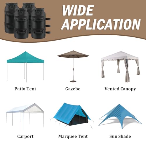 160LBS Canopy Weight Sand Bags Set of 4, No Sand, Black | 1680D Heavy Duty SandBags for Canopy Tent Legs, Pop up Tent Gazebos Weights for Outdoor Patio Umbrellas, Pergolas, Sunshades - size: 160 LBS