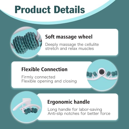 Cellulite Massage Tool Lymphatic Drainage Massager for Thighs & Legs & Buttocks, Anti Cellulite Roller with Detachable Handles Fascia Massage Tool for Contoured & Smoother Skin, White-Green - color: Green