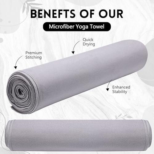 Breling 4 Pack 72" x 24" Hot Yoga Towel Non Slip Microfiber Mat Towel Sweat Absorbent Soft Pilates Mat Essentials for Hot Yoga Pilates Exercise(Light Grey) - color: Light Grey
