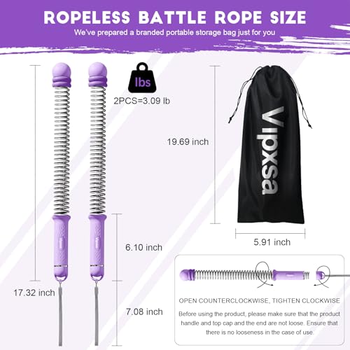 Adjustable Weights Cordless Battle Ropes,Portable Ropeless Battle Ropes for Home Gym with Storage Bag, Weighted Exercise Equipment for Low-Impact Workout, Strength & HIIT, for Men & Women - color: purple