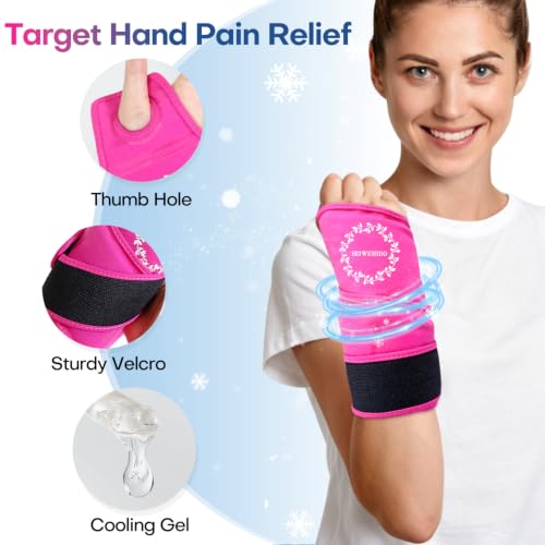 Wrist Ice Pack Wrap for Discomfort Reducing, Gel Ice Packs for Injuries Reusable for Wrist Pain, Hot & Cold Compress, Extended Coverage, Enhancing Comfort and Soothing Fatigue (Hot Pink) - color: Hot Pink