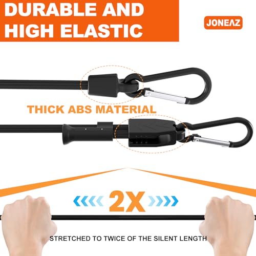 Adjustable Bungee Cords with Hooks, 8 Pack Heavy Duty 36-inch Shock Straps, UV Resistant & Durable Carabiner Clips for Outdoor Use - size: 36 in