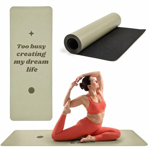 Non Slip Yoga Mat for Home Workout – Wide Green Exercise Mat for Hot Yoga, Large Travel Yoga Mat for Pilates, Stretching Equipment and Fitness Training, Extra Thick Yoga Matt for Women