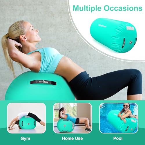 VOFiTNY Gymnastics Tumbling Equipment Air Barrel Inflatable Octagon Tumbler Roller Back-bend Trainer Cheerleading Without Pump - color: Mint nopump, size: 3.3'L x 2'D