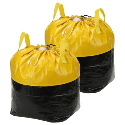 uxcell 2Pcs Extra Large Moving Bags, 20 x 18 x 25" Heavy Duty Woven Clothes Storage Totes Waterproof Packing Bags with Elastic Band and Handle for Home Camping Packing Quilts, Yellow - color: Yellow, size: 20.1 x 18 x 25"