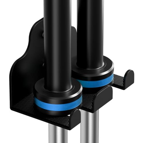 Barbell Wall Holder,Olympic Hanger,Garage Gym Bar Wall Rack,Vertical Barbell Mount Rack,Space Saving Commercial or Home Gym Accessory,Holds Under 33mm Bar Size - color: Black 2 hooks