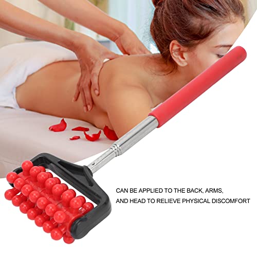 YUYTE Telescopic Massager Back Roller Adjustable Massage Adjustable Massage Stick Head Musle Scratcher Extendable with for Men Women[Red]