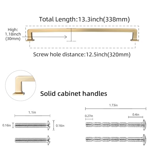 10 Pack 12-3/5 inch Champagne Bronze Kitchen Cabinet Handles Cabinet Pulls Gold Drawer Pulls Kitchen Cabinet Hardware Handles Dresser Handles - color: Champagne Bronze, size: 12-3/5" Hole Center（320mm）