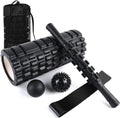 6 in1 Foam Roller Set, Trigger Point Foam Roller, Yoga Stick, Massage Ball, Fixation Ball, Fitness Stretching Strap, Carrying Bag, Towel for Deep Muscle Massage Pilates Yoga - color: Black