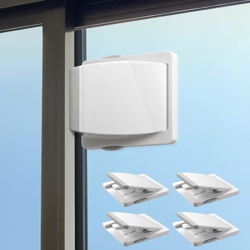 Sliding Door Lock, 4 Pack Safety Sliding Glass Door Lock for Sliding Glass Doors, Sliding Windows, Sliding Closet, etc. Adhesive Installation, Provides More Security for Your Family and Pets - size: 4 Pack