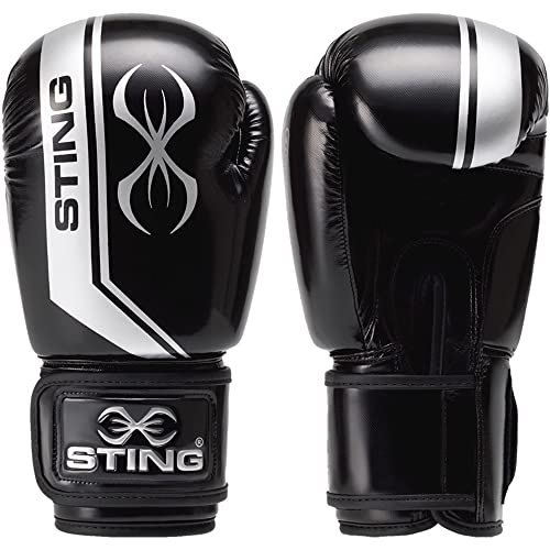 STING Armalite Boxing Gloves, Durable Boxing Equipment for Boxing Training, Balanced Weight Distribution | SLV3 Outer Skin, SAS Layering, Hi Flow Core Padding, Comfortline 3D Liner - color: Black/Silver, size: 10