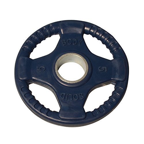 Body-Solid Quad Grip Design Rubber Plate - Olympic Weight Plates with Rubber Coating for Weight Lifting and Strength Training - style: 5 lbs.