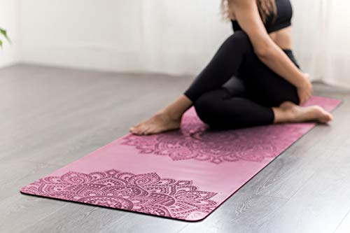 YOGA DESIGN LAB | The Infinity Mat | Luxurious Non-Slip Design Provides Unparalleled Grip to Support and Align You Beautifully | Eco-Friendly | w/Carrying Strap! - color: Mandala Rose, size: 3mm