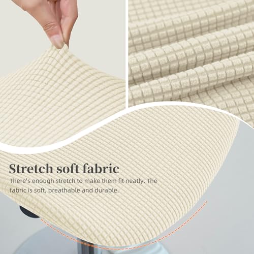 Gollense Bar Stool Covers with Backs, Set of 4 Stretch Jacquard Barstool Seat Covers, Washable Swivel Pub Counter Height Chair Slipcover Protector for Home Kitchen Cafe (Jacquard-Beige) - color: Jacquard-beige