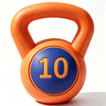 Single Kettlebells, Coated Cast Iron Kettlebell Weights with Wide Grip Handle & Flat Bottom, Strength Training Equipment for Swings, Squats, Deadlifts, Push-Ups & Home Gym Workouts - color: Orange-10 LB