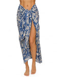 100% Cotton Hand Block Print Pareo Sarong Swimsuit Wrap Skirt Cover Up Long Women’s Apparel Fabric Beach Bikni (73" x 44") - color: Blue 9