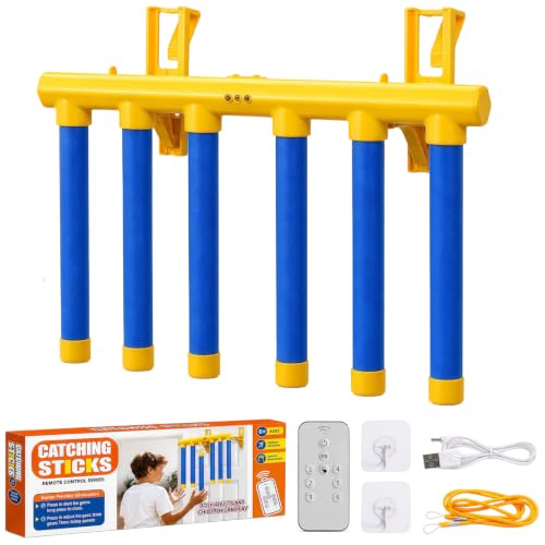 Shelprojsu Reflex Drop Sticks Challenge Game, 3 Adjustable Catching Falling Sticks Game, Hand Eye Coordination Training Game, Reaction Time Training Hand Speed Challenge Game - color: Blue-With Control